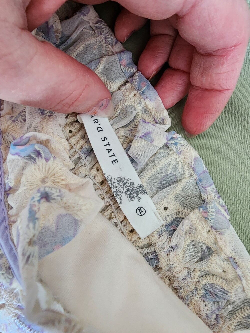 Altar'd State Lavender Floral Ruffled Tie-Strap Cami - Picture 5 of 12